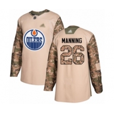 Men's Edmonton Oilers #26 Brandon Manning Authentic Camo Veterans Day Practice Hockey Jersey