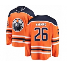 Men's Edmonton Oilers #26 Brandon Manning Authentic Orange Home Fanatics Branded Breakaway Hockey Jersey