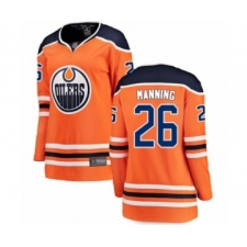Women's Edmonton Oilers #26 Brandon Manning Authentic Orange Home Fanatics Branded Breakaway Hockey Jersey