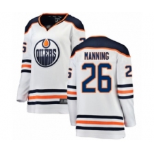 Women's Edmonton Oilers #26 Brandon Manning Authentic White Away Fanatics Branded Breakaway Hockey Jersey
