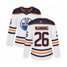 Women's Edmonton Oilers #26 Brandon Manning Authentic White Away Hockey Jersey