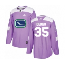 Men's Vancouver Canucks #35 Thatcher Demko Authentic Purple Fights Cancer Practice Hockey Jersey