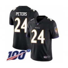 Men's Baltimore Ravens #24 Marcus Peters Black Alternate Vapor Untouchable Limited Player 100th Season Football Jersey