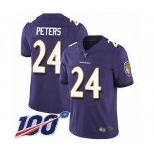 Men's Baltimore Ravens #24 Marcus Peters Purple Team Color Vapor Untouchable Limited Player 100th Season Football Jersey