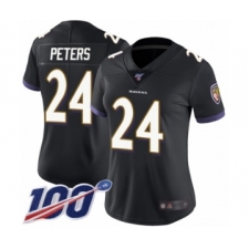 Women's Baltimore Ravens #24 Marcus Peters Black Alternate Vapor Untouchable Limited Player 100th Season Football Jersey