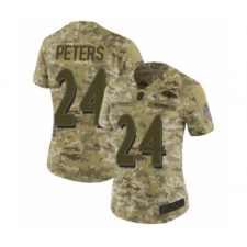 Women's Baltimore Ravens #24 Marcus Peters Limited Camo 2018 Salute to Service Football Jersey