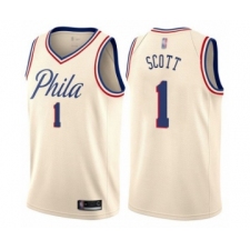 Men's Philadelphia 76ers #1 Mike Scott Authentic Cream Basketball Jersey - City Edition