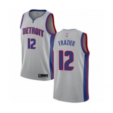 Men's Detroit Pistons #12 Tim Frazier Authentic Silver Basketball Jersey Statement Edition