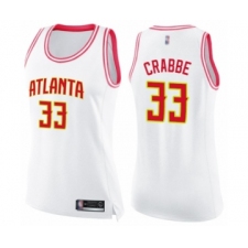 Women's Atlanta Hawks #33 Allen Crabbe Swingman White Pink Fashion Basketball Jersey