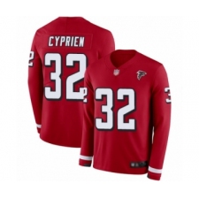 Men's Atlanta Falcons #32 Johnathan Cyprien Limited Red Therma Long Sleeve Football Jersey
