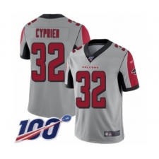 Men's Atlanta Falcons #32 Johnathan Cyprien Limited Silver Inverted Legend 100th Season Football Jersey