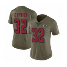 Women's Atlanta Falcons #32 Johnathan Cyprien Limited Olive 2017 Salute to Service Football Jersey