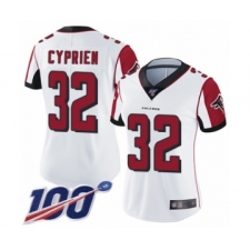Women's Atlanta Falcons #32 Johnathan Cyprien White Vapor Untouchable Limited Player 100th Season Football Jersey
