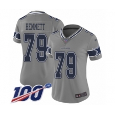 Women's Dallas Cowboys #79 Michael Bennett Limited Gray Inverted Legend 100th Season Football Jersey