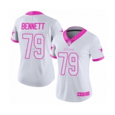 Women's Dallas Cowboys #79 Michael Bennett Limited White Pink Rush Fashion Football Jersey
