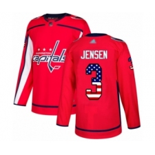 Men's Washington Capitals #3 Nick Jensen Authentic Red USA Flag Fashion Hockey Jersey