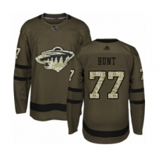 Men's Minnesota Wild #77 Brad Hunt Authentic Green Salute to Service Hockey Jersey