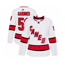 Women's Carolina Hurricanes #51 Jake Gardiner Authentic White Away Hockey Jersey