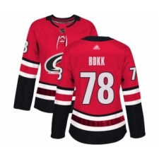 Women's Carolina Hurricanes #78 Dominik Bokk Authentic Red Home Hockey Jersey