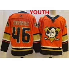 Youth Anaheim Ducks #46 Trevor Zegras Orange Authentic Adidas Jersey
