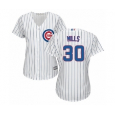 Women's Chicago Cubs #30 Alec Mills Authentic White Home Cool Base Baseball Player Jersey