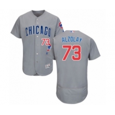 Men's Chicago Cubs #73 Adbert Alzolay Grey Road Flex Base Authentic Collection Baseball Player Jersey