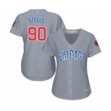Women's Chicago Cubs #90 Justin Steele Authentic Grey Road Cool Base Baseball Player Jersey