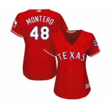Women's Texas Rangers #48 Rafael Montero Authentic Red Alternate Cool Base Baseball Player Jersey