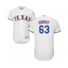 Men's Texas Rangers #63 Ian Gibaut White Home Flex Base Authentic Collection Baseball Player Jersey