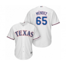 Youth Texas Rangers #65 Yohander Mendez Authentic White Home Cool Base Baseball Player Jersey