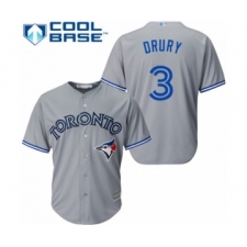 Youth Toronto Blue Jays #3 Brandon Drury Authentic Grey Road Baseball Player Jersey