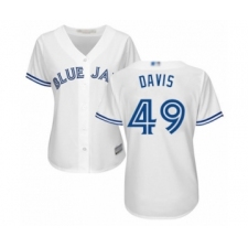 Women's Toronto Blue Jays #49 Jonathan Davis Authentic White Home Baseball Player Jersey