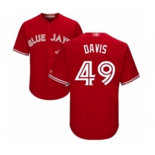 Youth Toronto Blue Jays #49 Jonathan Davis Authentic Scarlet Alternate Baseball Player Jersey