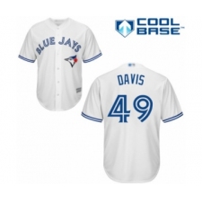 Youth Toronto Blue Jays #49 Jonathan Davis Authentic White Home Baseball Player Jersey