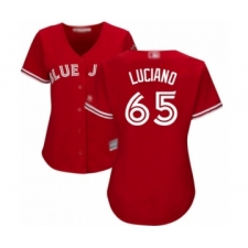 Women's Toronto Blue Jays #65 Elvis Luciano Authentic Scarlet Alternate Baseball Player Jersey