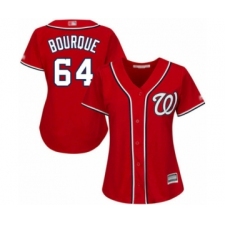 Women's Washington Nationals #64 James Bourque Authentic Red Alternate 1 Cool Base Baseball Player Jersey