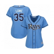 Women's Tampa Bay Rays #35 Nate Lowe Authentic Light Blue Alternate 2 Cool Base Baseball Player Jersey
