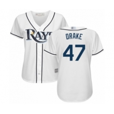 Women's Tampa Bay Rays #47 Oliver Drake Authentic White Home Cool Base Baseball Player Jersey