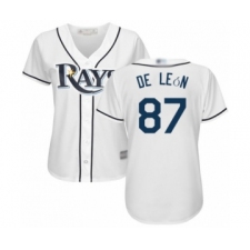 Women's Tampa Bay Rays #87 Jose De Leon Authentic White Home Cool Base Baseball Player Jersey