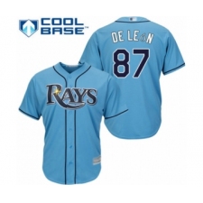 Youth Tampa Bay Rays #87 Jose De Leon Authentic Light Blue Alternate 2 Cool Base Baseball Player Jersey
