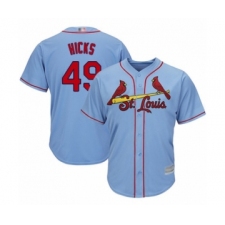 Youth St. Louis Cardinals #49 Jordan Hicks Authentic Light Blue Alternate Cool Base Baseball Player Jersey