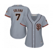 Women's San Francisco Giants #7 Donovan Solano Authentic Grey Road 2 Cool Base Baseball Player Jersey