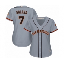 Women's San Francisco Giants #7 Donovan Solano Authentic Grey Road Cool Base Baseball Player Jersey