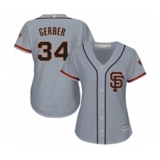 Women's San Francisco Giants #34 Mike Gerber Authentic Grey Road 2 Cool Base Baseball Player Jersey