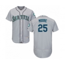 Men's Seattle Mariners #25 Dylan Moore Grey Road Flex Base Authentic Collection Baseball Player Jersey