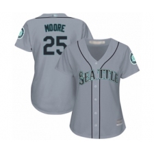 Women's Seattle Mariners #25 Dylan Moore Authentic Grey Road Cool Base Baseball Player Jersey