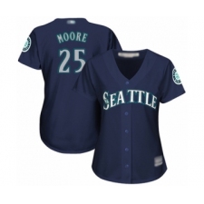 Women's Seattle Mariners #25 Dylan Moore Authentic Navy Blue Alternate 2 Cool Base Baseball Player Jersey
