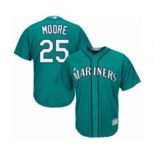 Youth Seattle Mariners #25 Dylan Moore Authentic Teal Green Alternate Cool Base Baseball Player Jersey