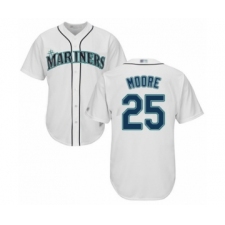 Youth Seattle Mariners #25 Dylan Moore Authentic White Home Cool Base Baseball Player Jersey