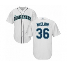 Youth Seattle Mariners #36 Reggie McClain Authentic White Home Cool Base Baseball Player Jersey